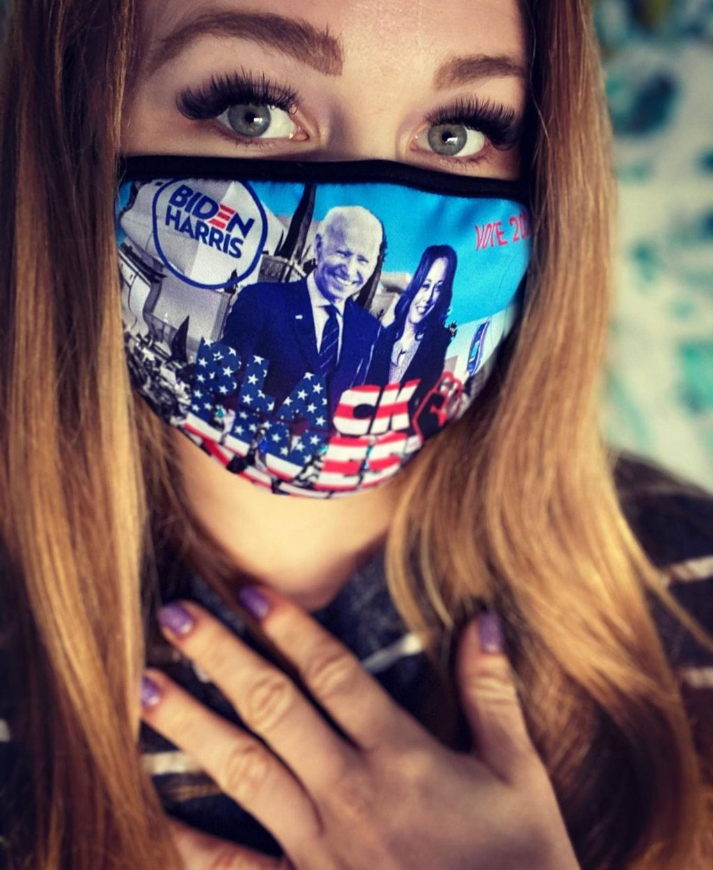 Ahead of the 2020 presidential elections, Caroline Giuliani wished President Joe Biden happy birthday on Instagram with a photo of herself wearing a mask supporting his campaign. Photo: @carolinerosegiu/Instagram Ahead of the 2020 presidential elections, Caroline Giuliani wished President Joe Biden happy birthday on Instagram with a photo of herself wearing a mask supporting his campaign. Photo: @carolinerosegiu/Instagram