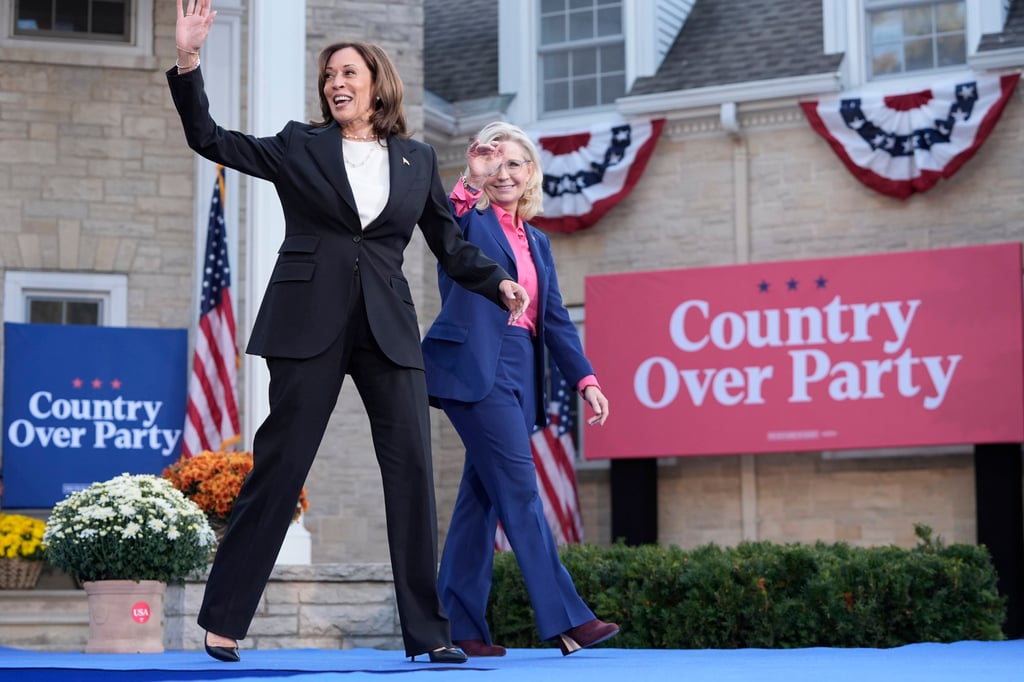 US Vice-President Kamala Harris and forme rcongresswoman Liz Cheney. Photo: AP