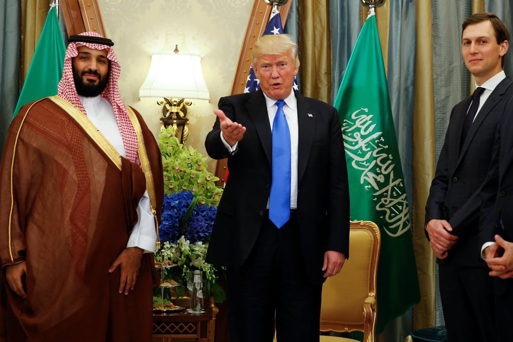(From left) Saudi Arabia’s Crown Prince Mohammed bin Salman, former US president Donald Trump and Jared Kushner in 2018. Photo: Reuters