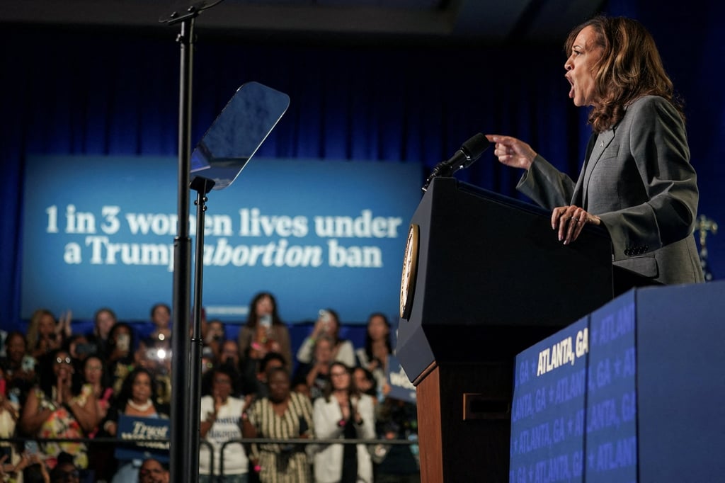 US Vice-President Kamala Harris speaks at a campaign event in Atlanta, Georgia, in September. Photo: Reuters