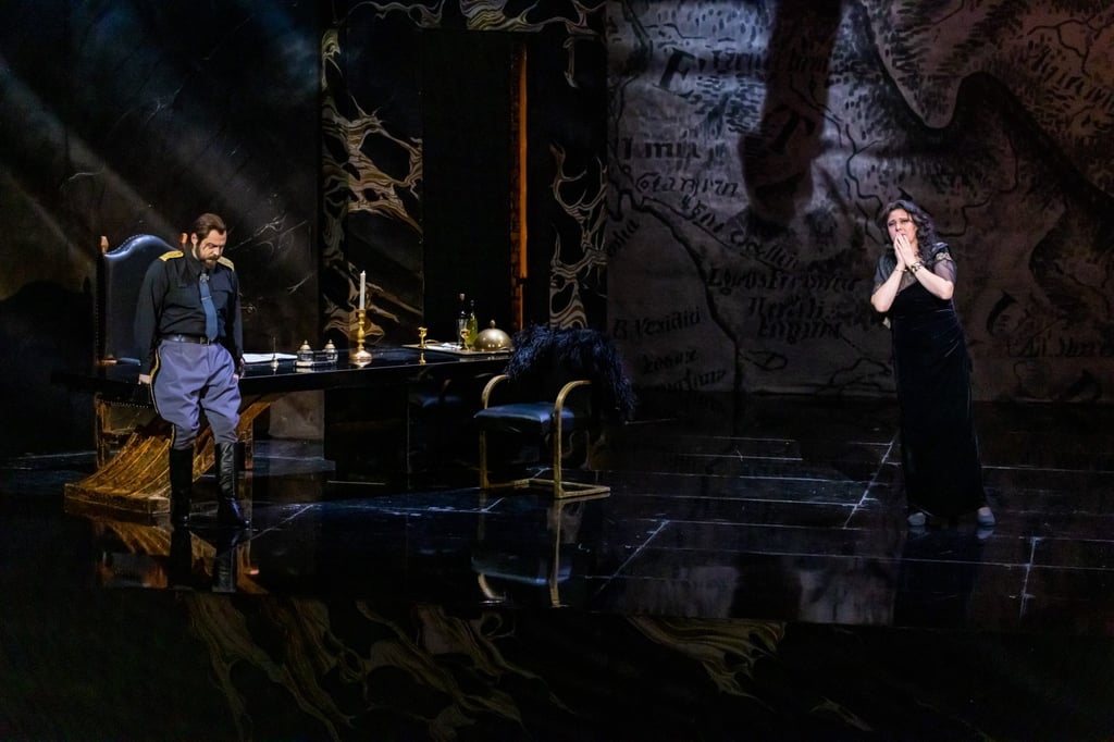 Vladislav Sulimsky as Scarpia (left) and Tatiana Serjan as Tosca in the Mariinsky Theatre’s production of Tosca at the 2024 Macao International Music Festival. Photo: Macao Cultural Affairs Bureau Vladislav Sulimsky as Scarpia (left) and Tatiana Serjan as Tosca in the Mariinsky Theatre’s production of Tosca at the 2024 Macao International Music Festival. Photo: Macao Cultural Affairs Bureau