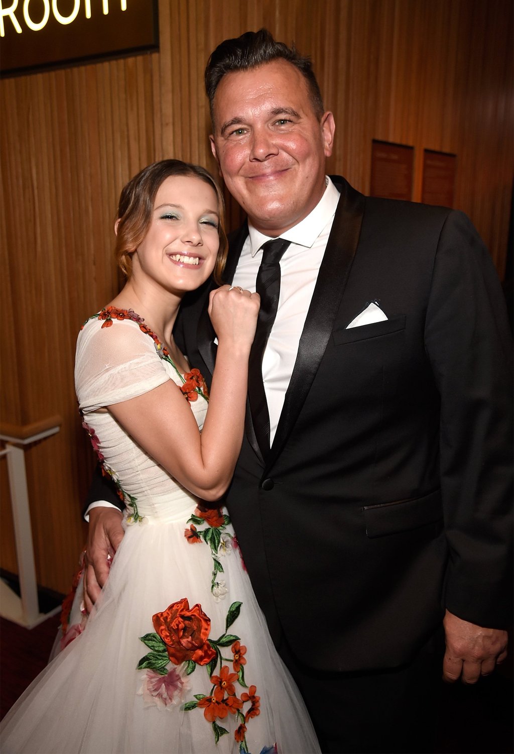 Actor Millie Bobby Brown and Robert Brown at the Time 100 Gala in 2018. Photo: Getty Images
