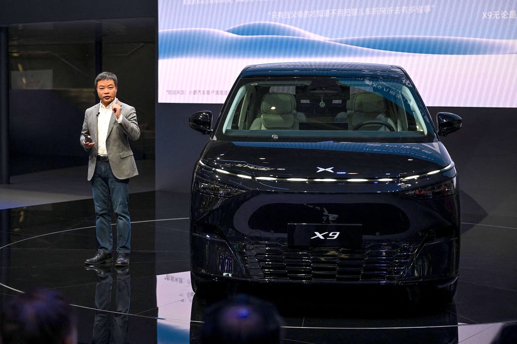 CEO He Xiaopeng speaks during a launch event at the Beijing Auto Show in April 2024. Photo: AFP CEO He Xiaopeng speaks during a launch event at the Beijing Auto Show in April 2024. Photo: AFP