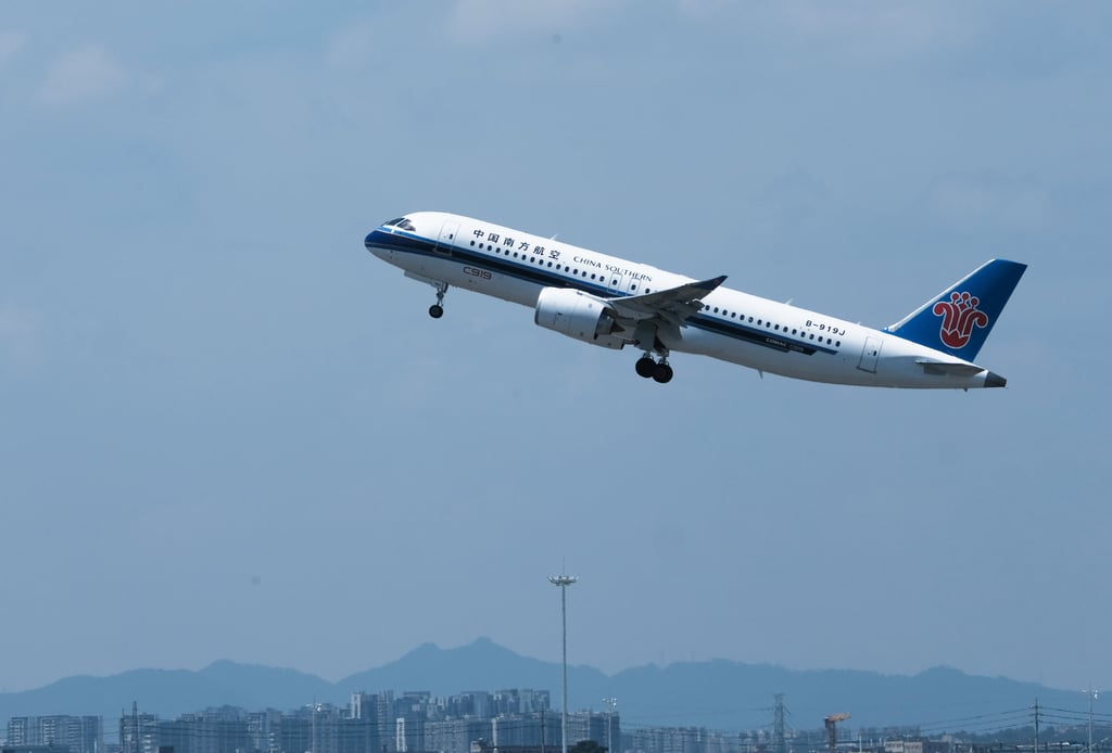 The maiden C919 commercial flight operated by China Southern Airlines departs from Guangzhou. Photo: Xinhua The maiden C919 commercial flight operated by China Southern Airlines departs from Guangzhou. Photo: Xinhua