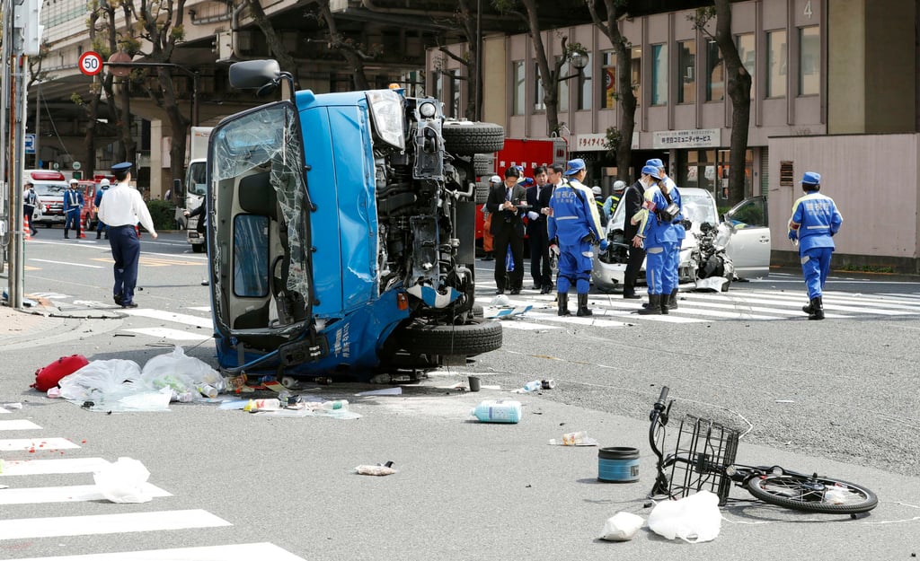A 2023 UN road safety report found that while road traffic deaths have fallen since 2010, fatalities involving cyclists, like the pictured 2019 Tokyo crash, rose 20 per cent globally. Photo: AP