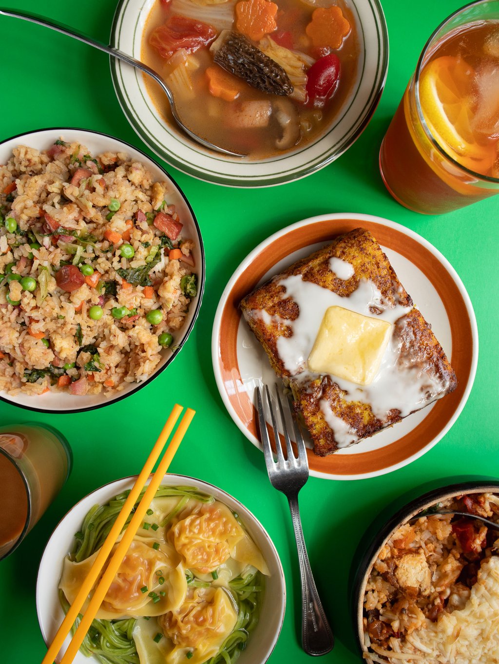 Veganised versions of cha chaan teng dishes. Photo: Christine Wong