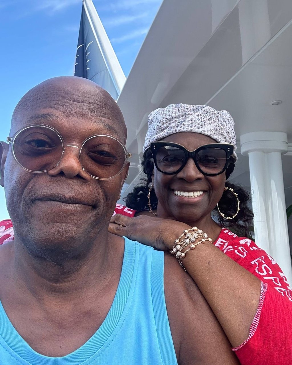 Samuel L. Jackson and his wife LaTanya Richardson Jackson take a quiet moment on a family holiday this summer. Photo: @ltjackson_/Instagram