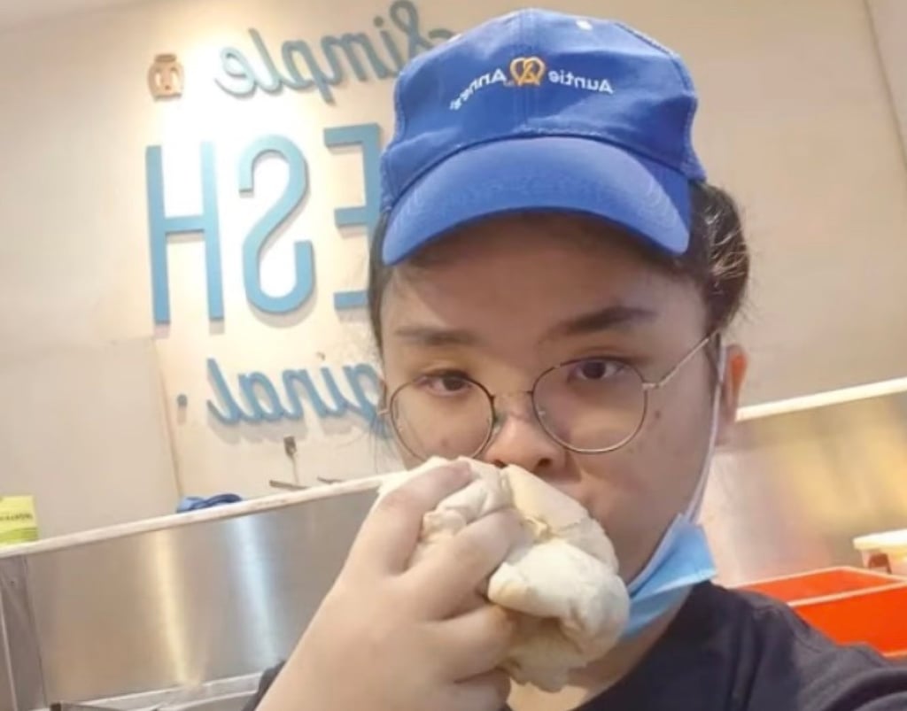 A video showing Alice Chang from Malaysia kissing a piece of dough went viral. Photo: YouTube/funniesvideo A video showing Alice Chang from Malaysia kissing a piece of dough went viral. Photo: YouTube/funniesvideo
