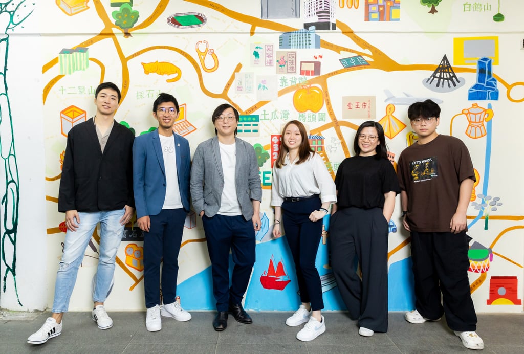 Tse Sze-hei (third from left) has trained more than 70,000 young people to bring social good through their work in the past 10 years. Photo: Kong Yat-pang Tse Sze-hei (third from left) has trained more than 70,000 young people to bring social good through their work in the past 10 years. Photo: Kong Yat-pang