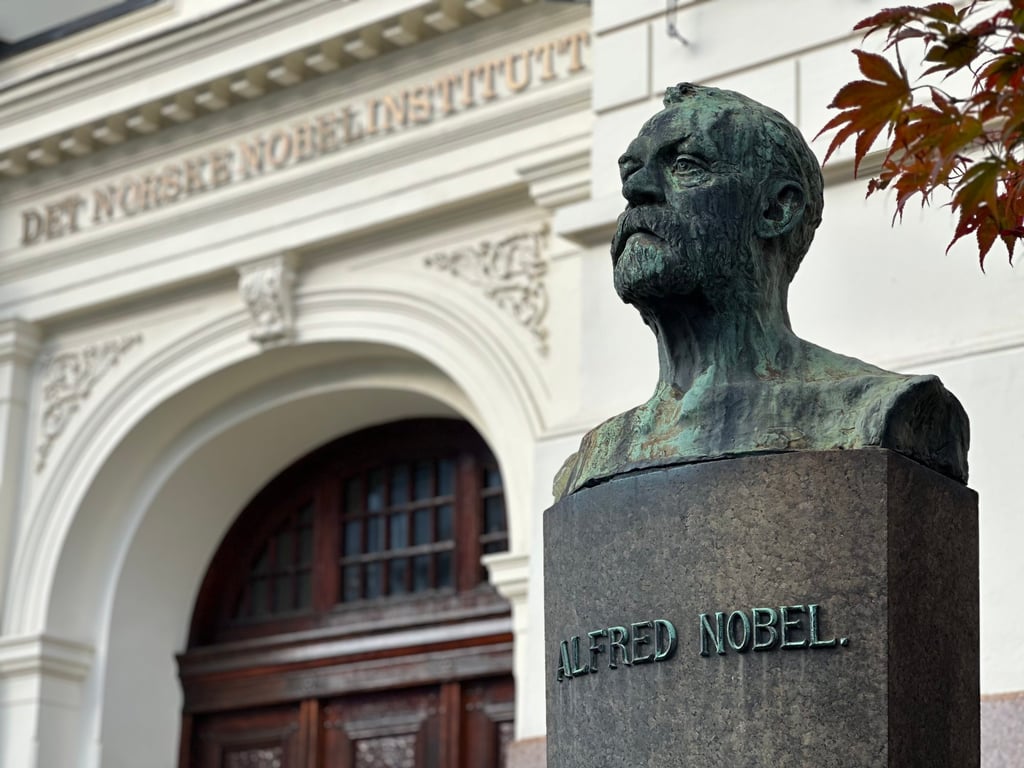 A bust of prize donor and dynamite inventor Alfred Nobel, a Swedish scientist who died in 1896. Photo: dpa A bust of prize donor and dynamite inventor Alfred Nobel, a Swedish scientist who died in 1896. Photo: dpa
