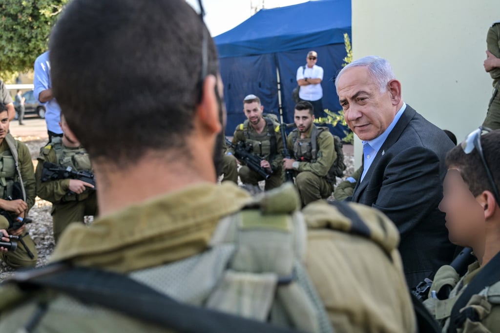 Israeli Prime Minister Benjamin Netanyahu visits a base that was hit by a Hezbollah drone. Photo: Koby Gideon/GPO/dpa Israeli Prime Minister Benjamin Netanyahu visits a base that was hit by a Hezbollah drone. Photo: Koby Gideon/GPO/dpa
