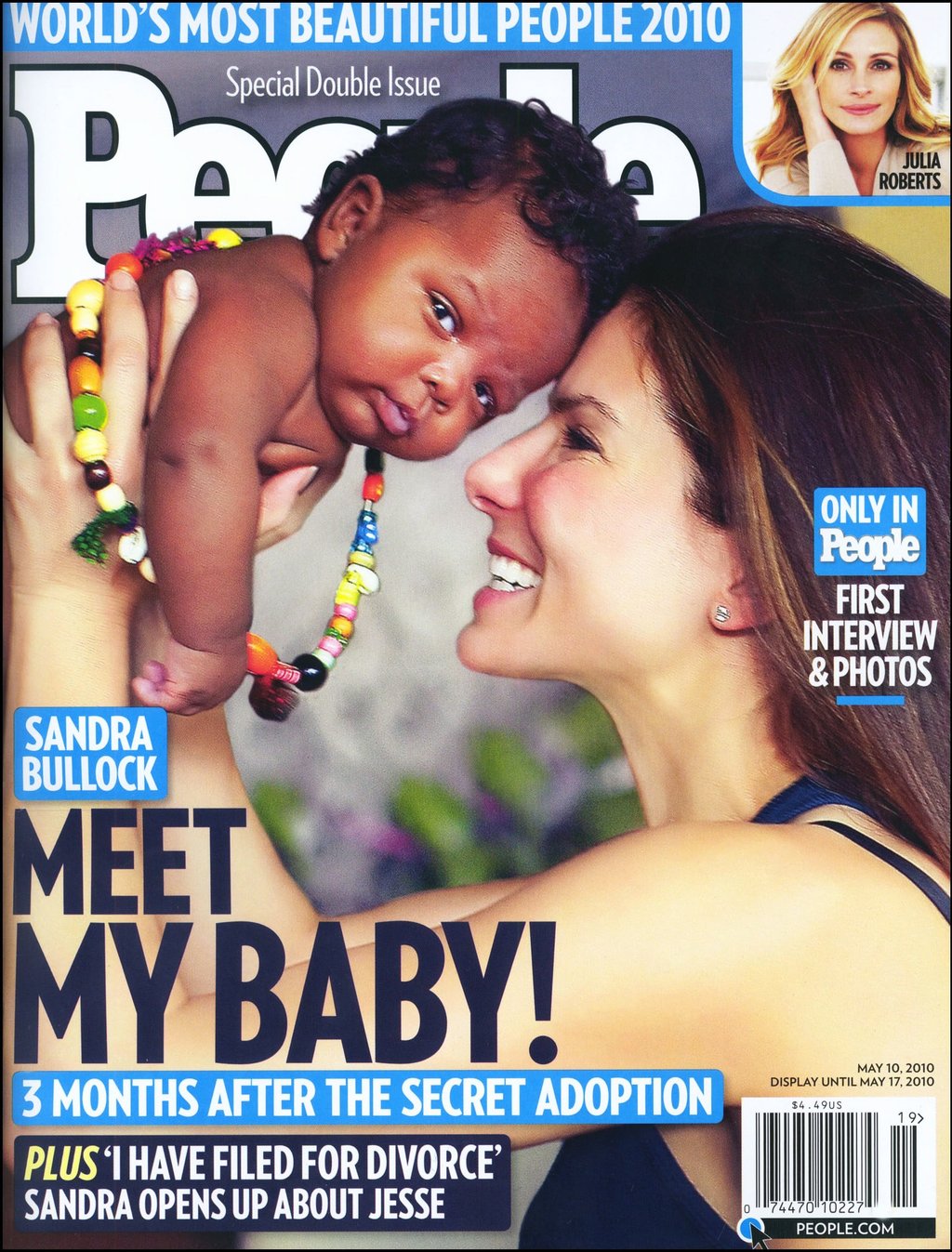 Sandra Bullock shows off her adopted son Louis on the cover of People magazine in 2010. Photo: Handout Sandra Bullock shows off her adopted son Louis on the cover of People magazine in 2010. Photo: Handout