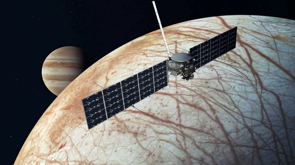 An artist’s concept showing Nasa’s Europa Clipper spacecraft flying past Jupiter’s moon Europa. Photo: Nasa/JPL-Caltech via Reuters An artist’s concept showing Nasa’s Europa Clipper spacecraft flying past Jupiter’s moon Europa. Photo: Nasa/JPL-Caltech via Reuters