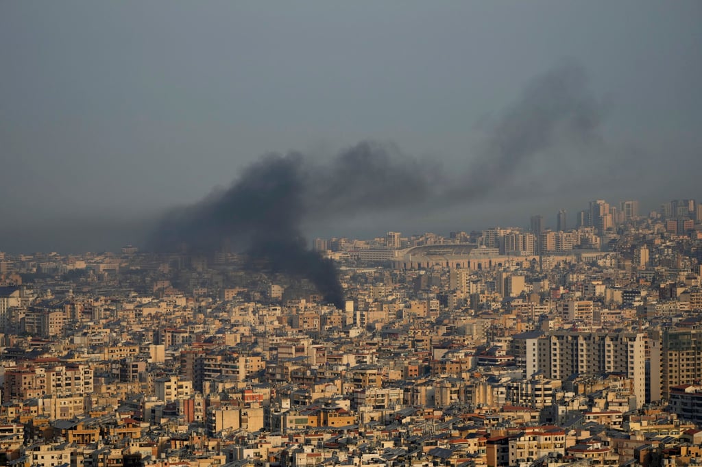 Smoke rise from Israeli air strikes on Dahiyeh, Beirut’s southern suburbs. Photo: AP Smoke rise from Israeli air strikes on Dahiyeh, Beirut’s southern suburbs. Photo: AP