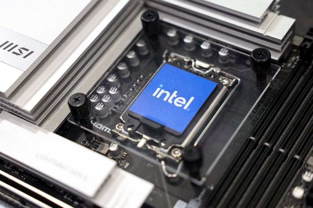 An Intel chip is displayed during the Computex trade show in Taipei, Taiwan, on June 4, 2024. Photo: AFP An Intel chip is displayed during the Computex trade show in Taipei, Taiwan, on June 4, 2024. Photo: AFP