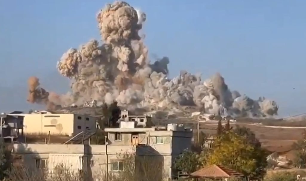 Massive explosions in the village of Mhaibib in southern Lebanon. Photo: UGC/AFP Massive explosions in the village of Mhaibib in southern Lebanon. Photo: UGC/AFP