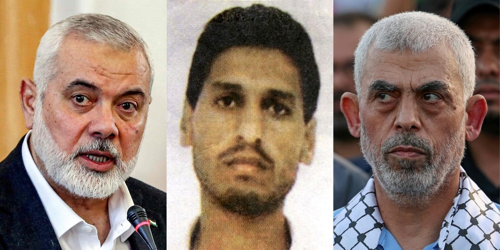 Dead: Ismail Haniyeh, Mohammed Deif and Yahya Sinwar. Photo: AFP