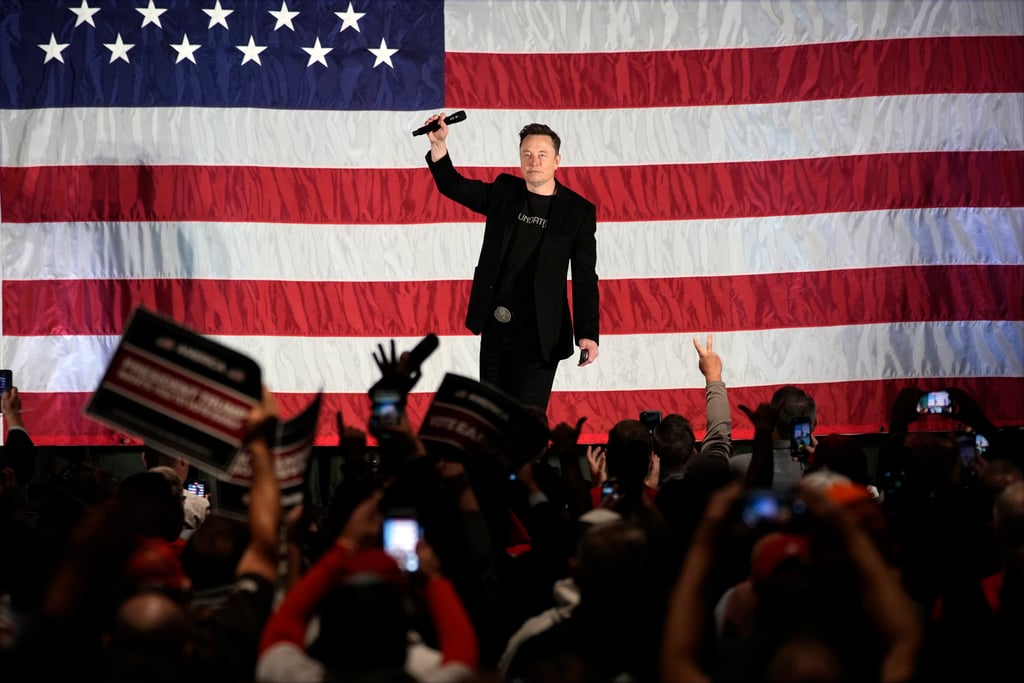 Elon Musk in Folsom, Pennsylvania on Thursday. Photo: AP Elon Musk in Folsom, Pennsylvania on Thursday. Photo: AP