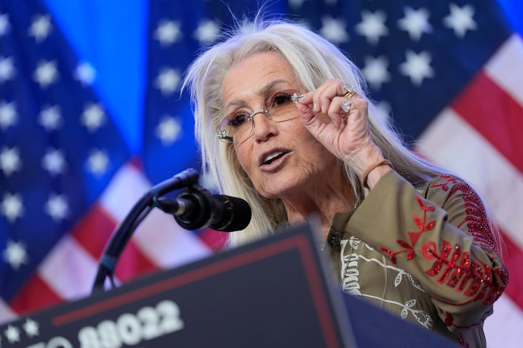 Miriam Adelson speaks during an event with Republican presidential nominee former US president Donald Trump in August. Photo: AP