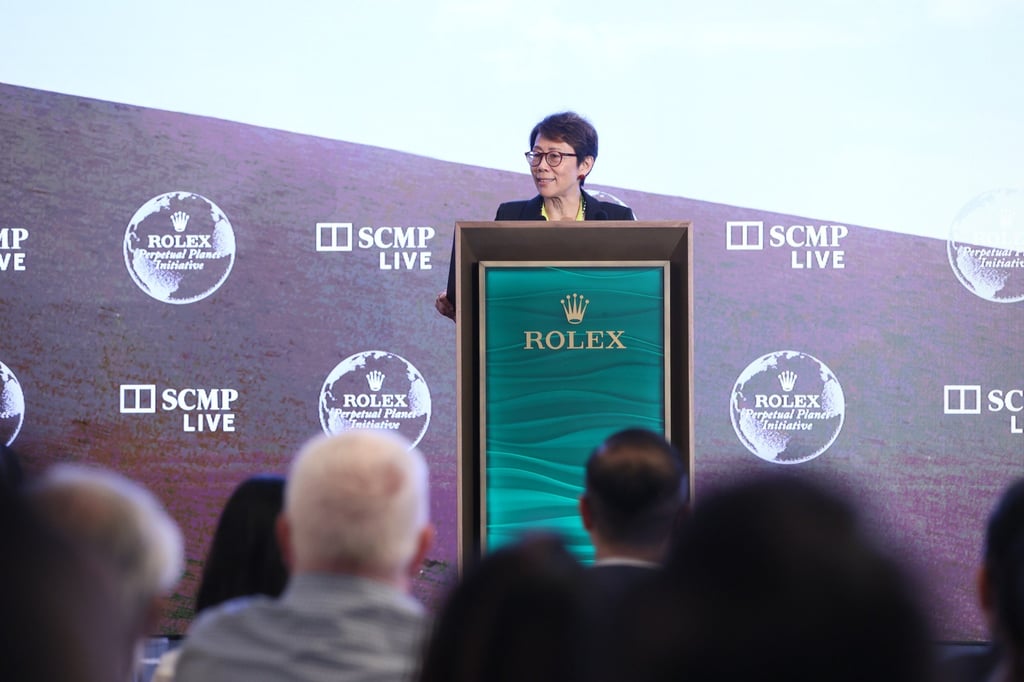 Christine Loh, chief development strategist at HKUST and a jury member for the 2023 Rolex Awards, delivered the keynote speech welcoming guests and panellists to the event.
