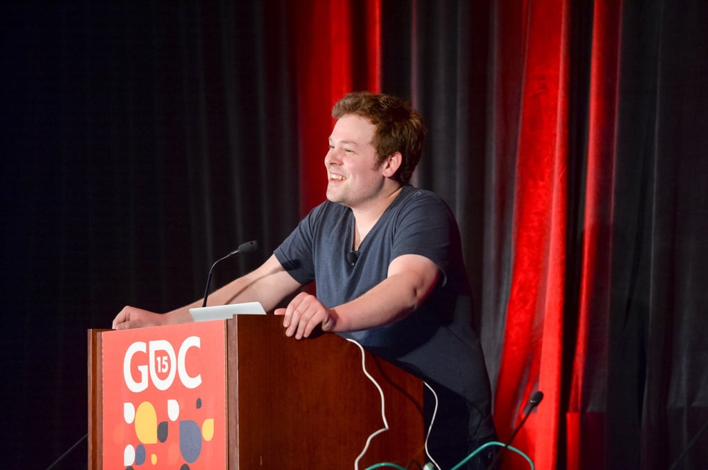 Mike Bithell talks at the 2015 Game Developers Conference in San Francisco. Photo: Trish Tunney Photography Mike Bithell talks at the 2015 Game Developers Conference in San Francisco. Photo: Trish Tunney Photography