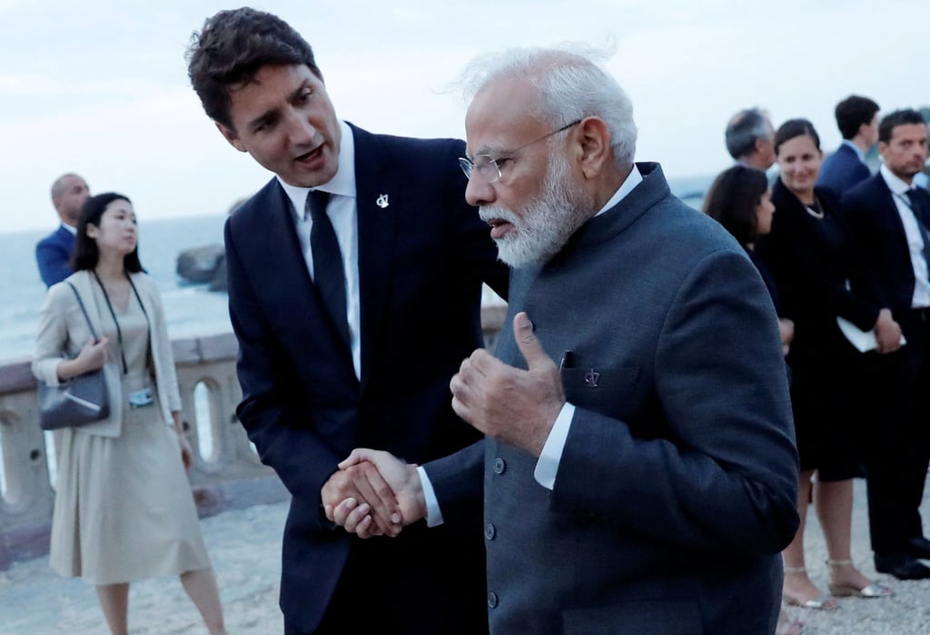 Canada’s Prime Minister Justin Trudeau shakes hands with Indian Prime Minister Narendra Modi at a G7 summit in 2019. Photo: Reuters