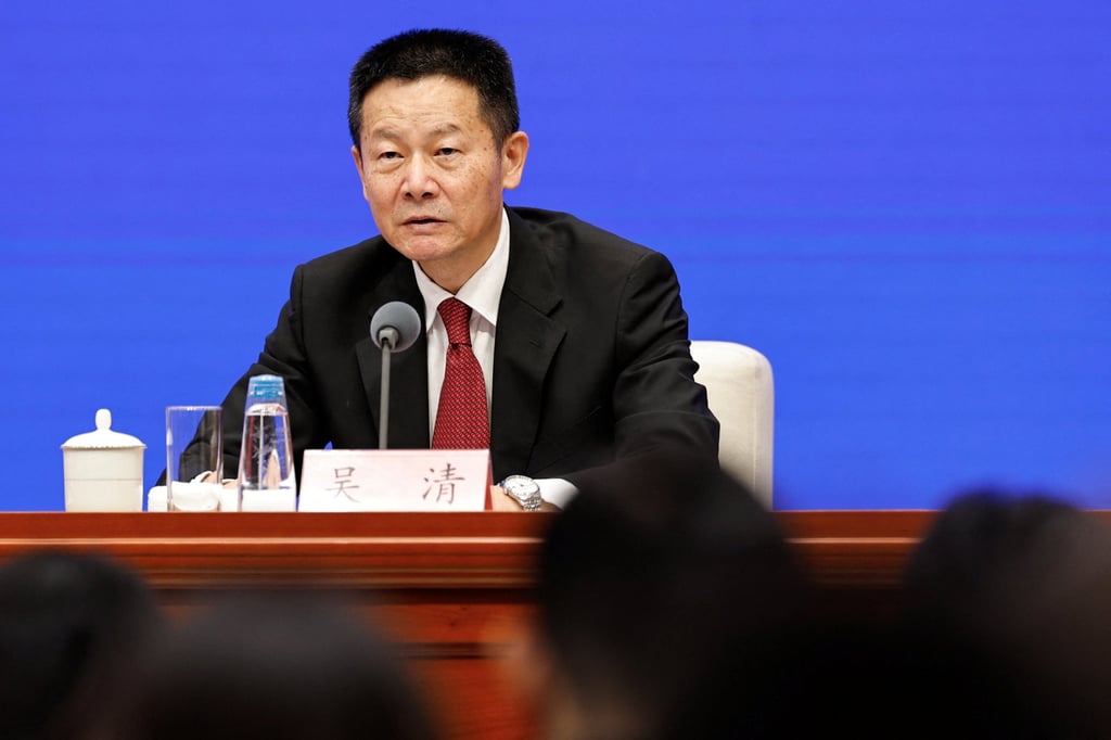 China Securities Regulatory Commission (CSRC) Chairman Wu Qing during a press conference in Beijing on September 24, 2024. Photo: Reuters. China Securities Regulatory Commission (CSRC) Chairman Wu Qing during a press conference in Beijing on September 24, 2024. Photo: Reuters.