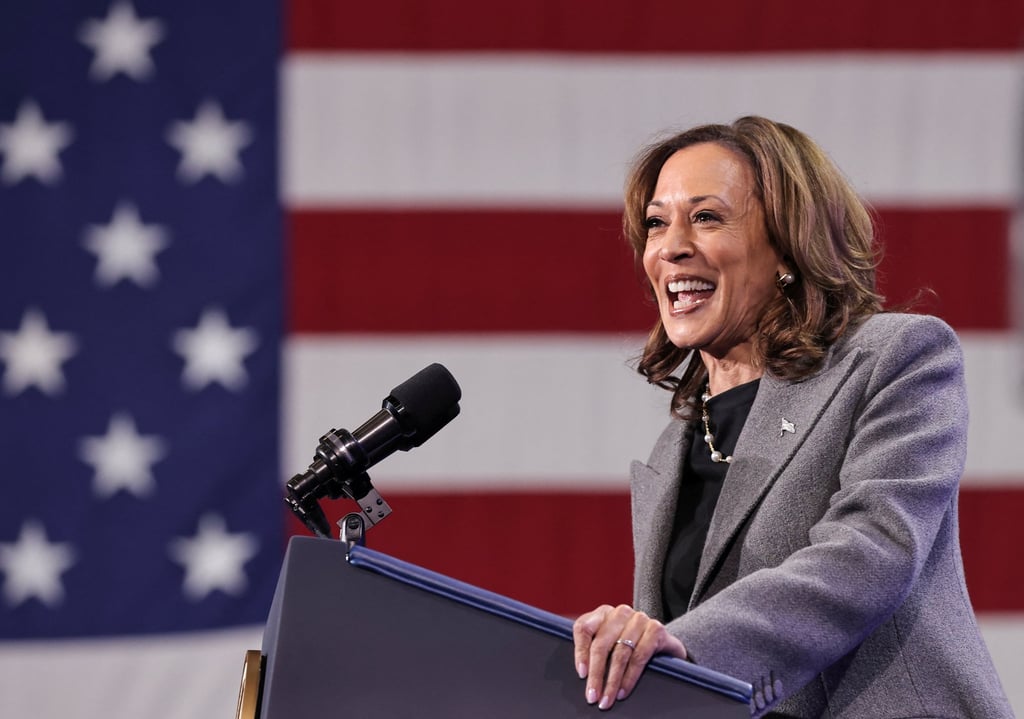 Democratic presidential nominee Kamala Harris speaks during a campaign event in Atlanta, Georgia, on Saturday. Photo: Reuters Democratic presidential nominee Kamala Harris speaks during a campaign event in Atlanta, Georgia, on Saturday. Photo: Reuters