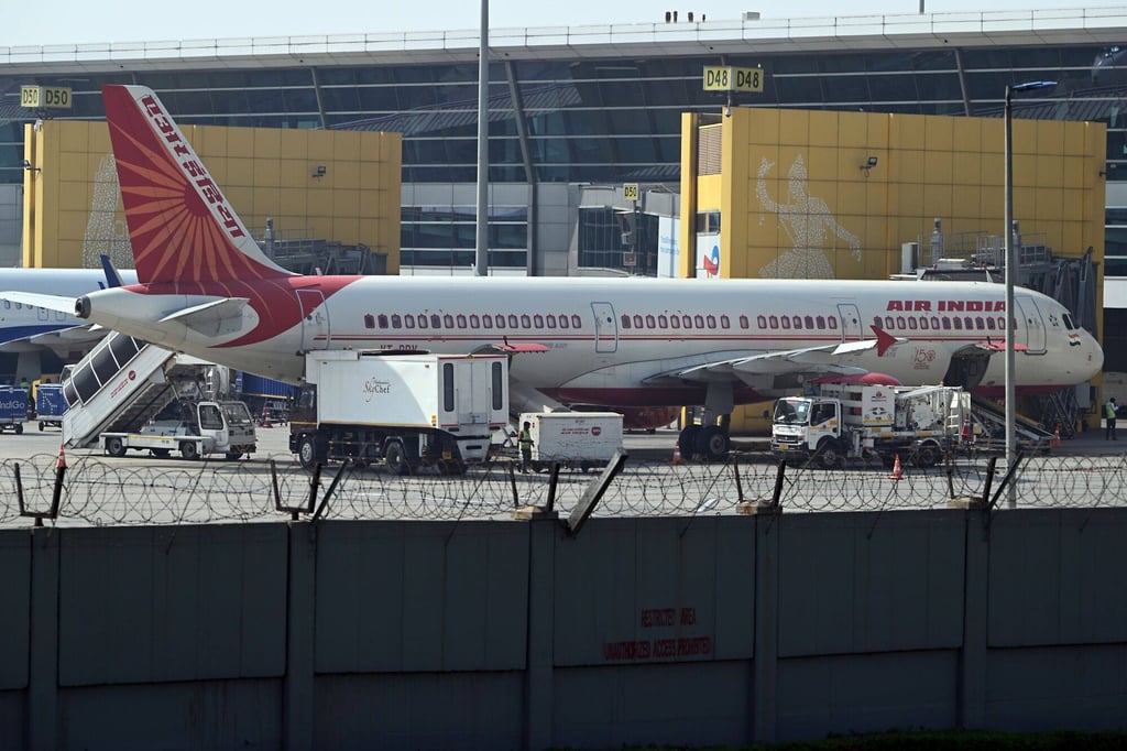 An Air India aircraft on the tarmac at Indira Gandhi International Airport in New Delhi. The carrier has had several flights affected by the hoax threats. Photo: Bloomberg
