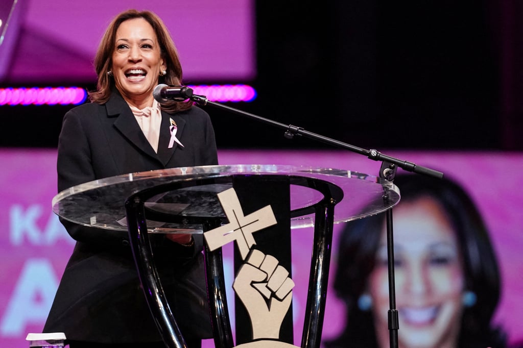 US Vice-President Kamala Harris at a church in Georgia. Photo: Reuters US Vice-President Kamala Harris at a church in Georgia. Photo: Reuters