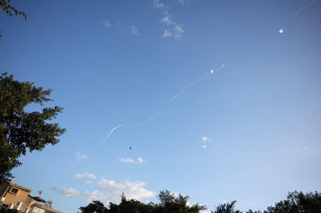 Israel’s Iron Dome anti-missile launches to intercept rockets fired from Lebanon, in Tel Aviv, Israel. Photo: Reuters