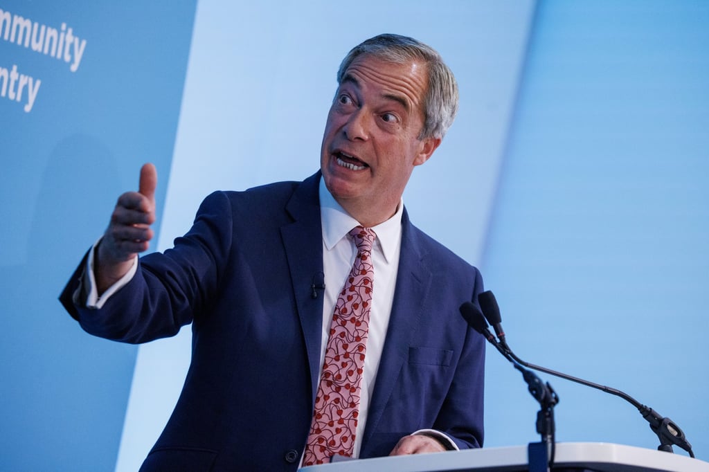 Farage speaks at a press conference in London on October 7. Photo: EPA-EFE