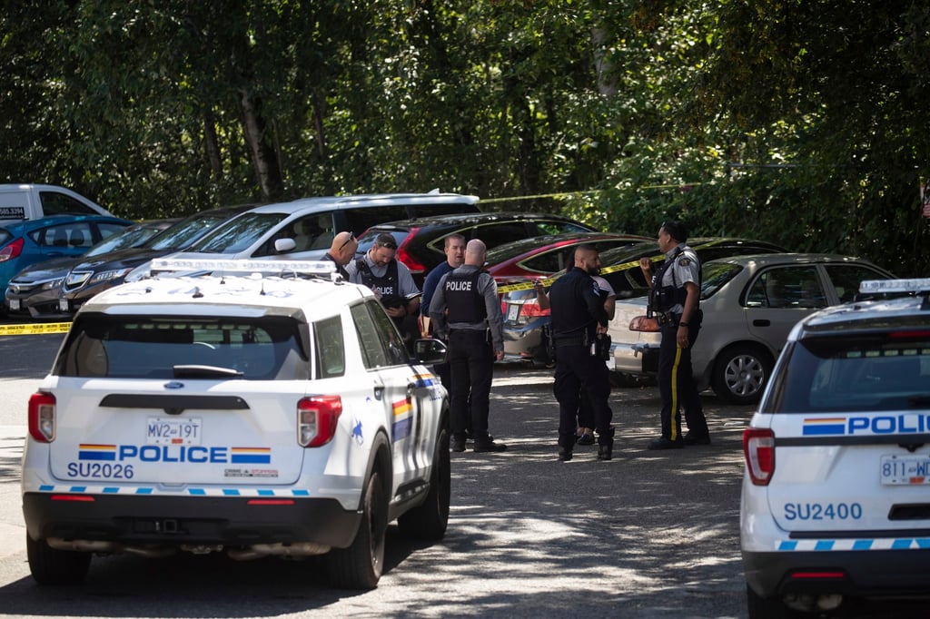Investigators at the scene of a shooting in Surrey, British Columbia, in 2022. File photo: The Canadian Press via AP