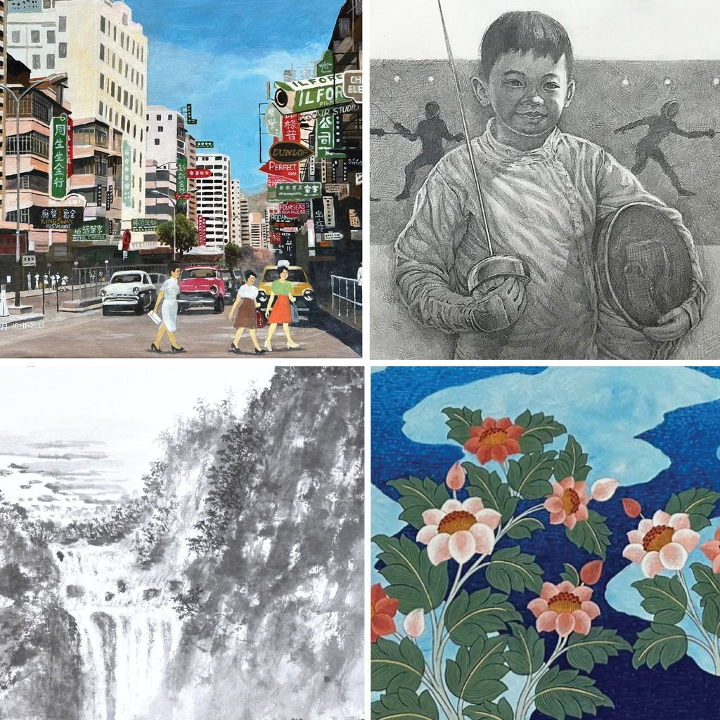 Paintings featured at Sun Museum’s “Hong Kong Paintings in Sai Yuen Lane” exhibition. Photo: Facebook/Sun Museum