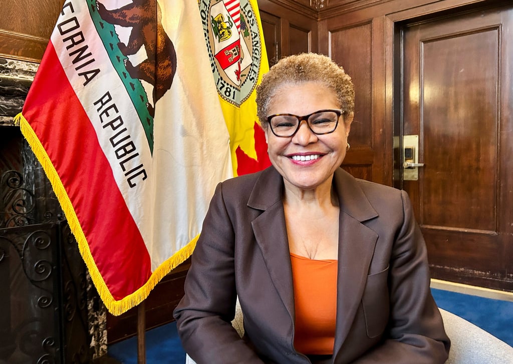 Los Angeles Mayor Karen Bass has promised to create a “car free” 2028 Olympic Games. Photo: Reuters Los Angeles Mayor Karen Bass has promised to create a “car free” 2028 Olympic Games. Photo: Reuters