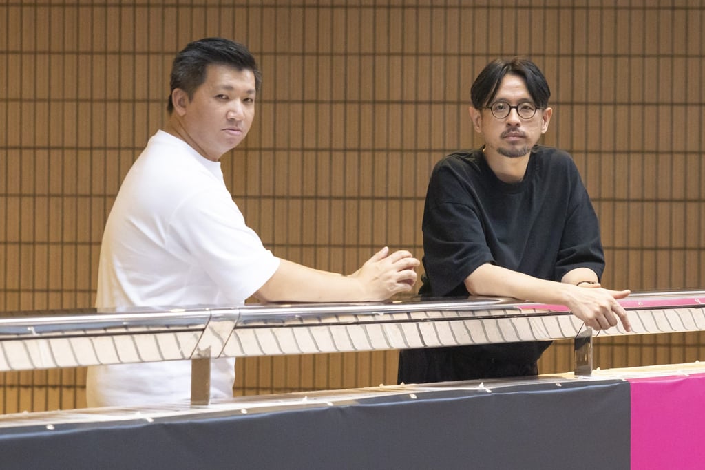 Louis Siu (left), artistic director of Toolbox Percussion, and Keith Lam, co-founder of Dimension Plus, are collaborating on the After the Rain acoustic experience. Louis Siu (left), artistic director of Toolbox Percussion, and Keith Lam, co-founder of Dimension Plus, are collaborating on the After the Rain acoustic experience.