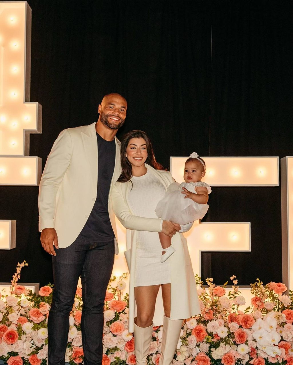 Dak Prescott enlisted the help of baby daughter MJ to pop the question to her mum. Photo: @_4dak/Instagram Dak Prescott enlisted the help of baby daughter MJ to pop the question to her mum. Photo: @_4dak/Instagram