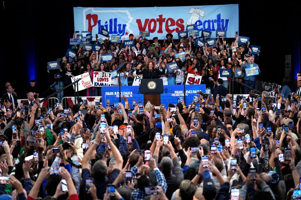 US Vice-President Kamala Harris in Philadelphia, Pennsylvania on Sunday. Photo: AP