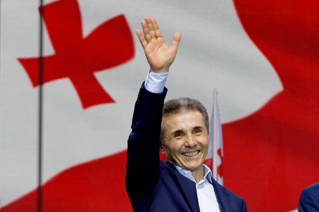 Billionaire Bidzina Ivanishvili, leader of the Georgian Dream party, at a rally in Tbilisi, Georgia in April. Photo: AP Billionaire Bidzina Ivanishvili, leader of the Georgian Dream party, at a rally in Tbilisi, Georgia in April. Photo: AP