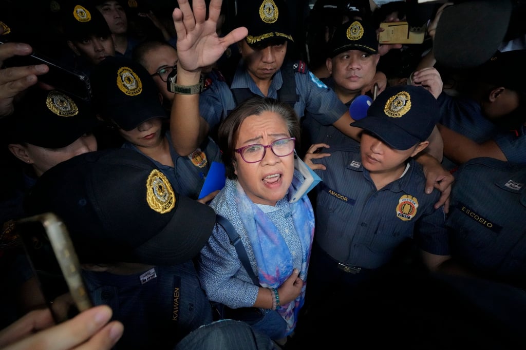 Former senator Leila De Lima, a vocal critic of ex-president Rodrigo Duterte, leaving a court in Muntinlupa last year. Photo: AP