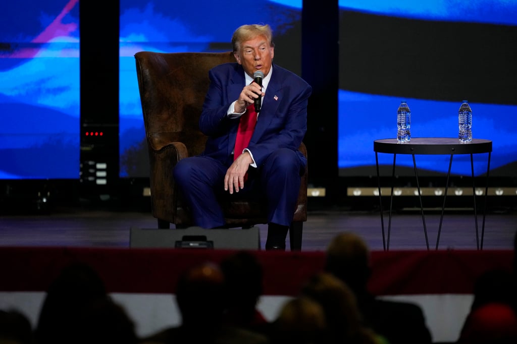 Donald Trump speaking at a faith town hall meeting in Zebulon, Georgia, this month. Photo: AP Donald Trump speaking at a faith town hall meeting in Zebulon, Georgia, this month. Photo: AP