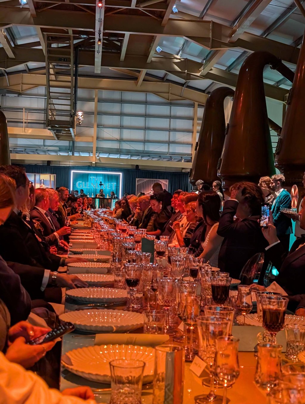 The Glenlivet’s 200th anniversary celebration was held in the still room at its Speyside distillery. Photo: Lisa Cam