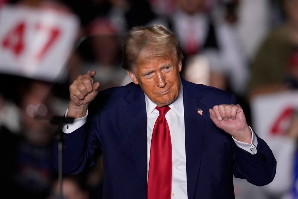 Republican presidential candiate Donald Trump speaks at a campaign rally in Atlanta on Monday. Photo: Associated Press