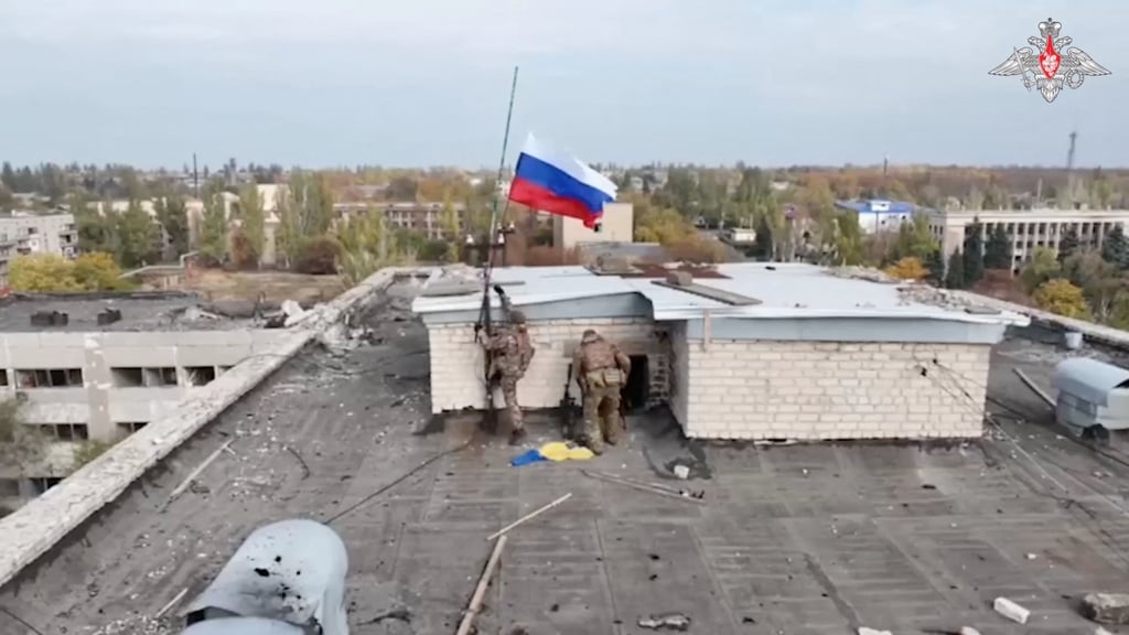 Russian service members hoist a Russian flag in Selydove, after capturing the town in Ukraine’s eastern Donetsk region. Photo: Russian Defence Ministry via Reuters Russian service members hoist a Russian flag in Selydove, after capturing the town in Ukraine’s eastern Donetsk region. Photo: Russian Defence Ministry via Reuters