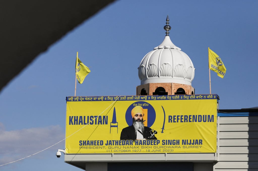 Tensions have soared since Canada accused the Indian government of involvement in last year’s killing outside a Sikh temple of Hardeep Singh Nijjar. Photo: Reuters Tensions have soared since Canada accused the Indian government of involvement in last year’s killing outside a Sikh temple of Hardeep Singh Nijjar. Photo: Reuters