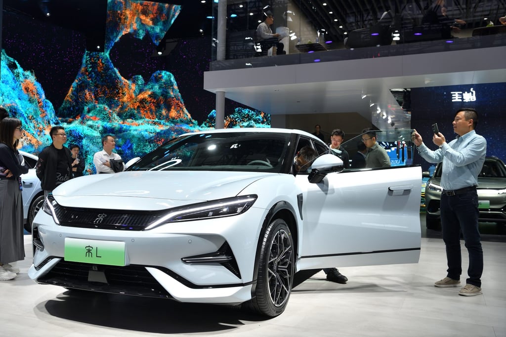 BYD’s Song L electric SUV on display during the Auto Guangzhou 2023 at China Import & Export Fair on November 17, 2023 in Guangzhou. Photo: Getty Images BYD’s Song L electric SUV on display during the Auto Guangzhou 2023 at China Import & Export Fair on November 17, 2023 in Guangzhou. Photo: Getty Images