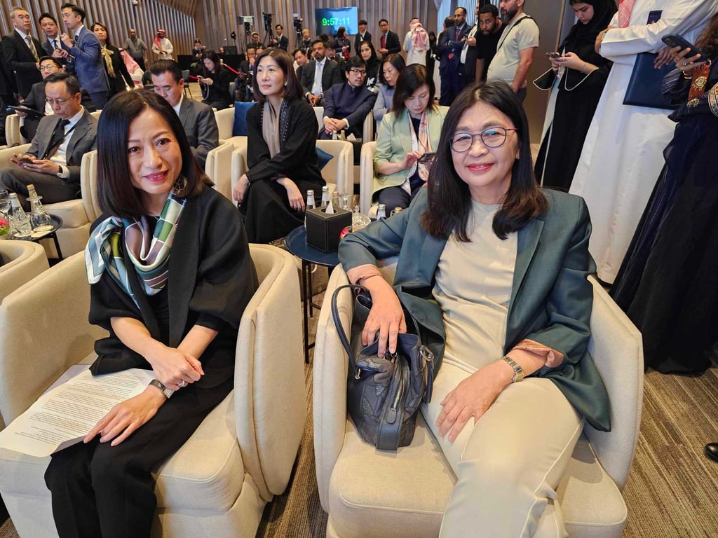 SFC’s CEO Julia Leung (right) with Rosita Lee, CEO of Hang Seng Investment Management in Riyadh on October 31. Photo: Enoch Yiu