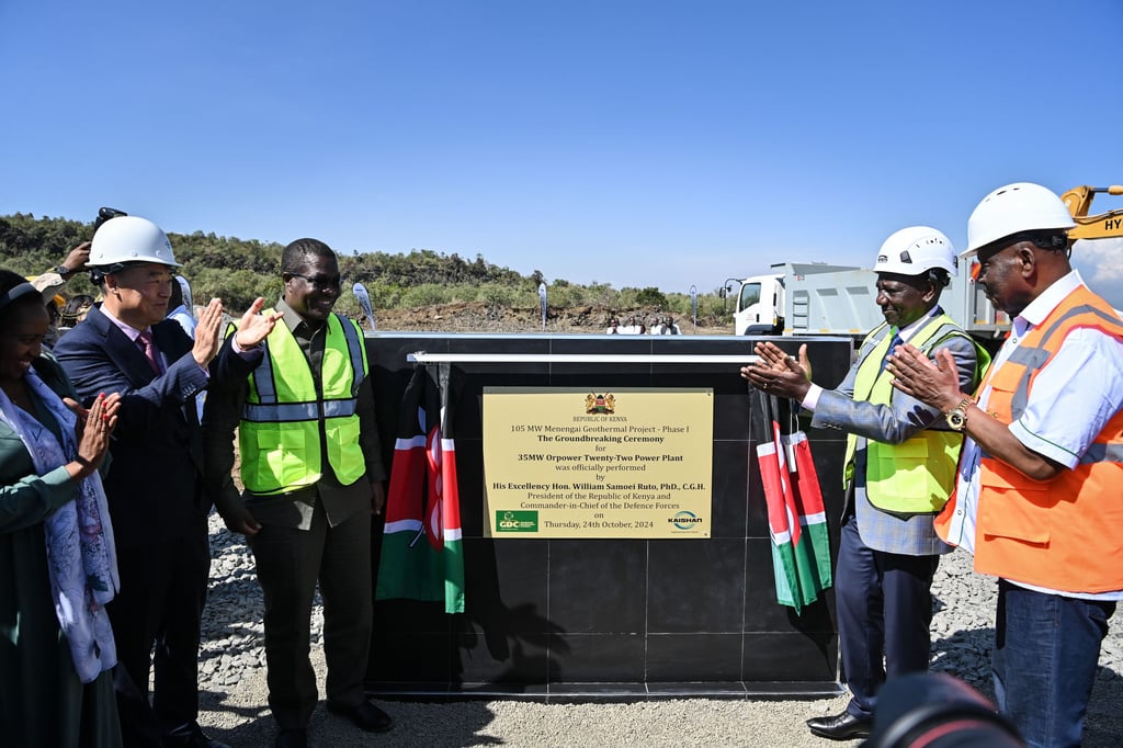 Kenyan President William Ruto, second from right, at the groundbreaking ceremony for the new Kenyan geothermal power plant. Photo: Xinhua