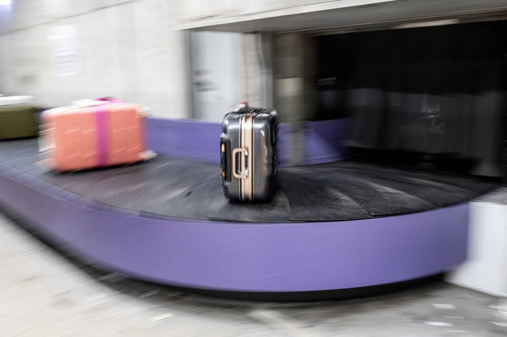 Baggage arrives at a conveyor belt in Kansai International. Photo: AFP Baggage arrives at a conveyor belt in Kansai International. Photo: AFP