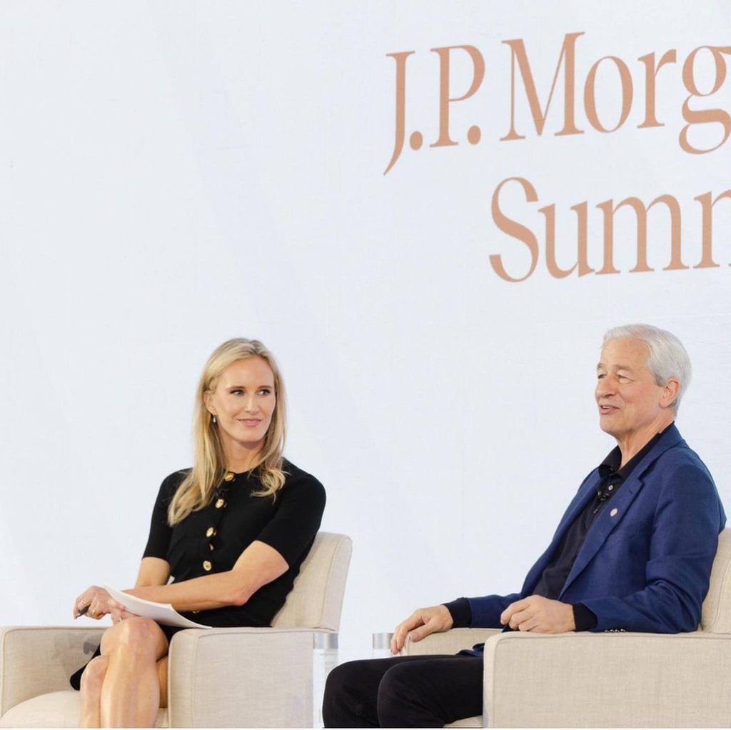 Amy Griffin at a summit with J.P Morgan Chase CEO Jamie Dimon. Photo: @amygriffin/Instagram